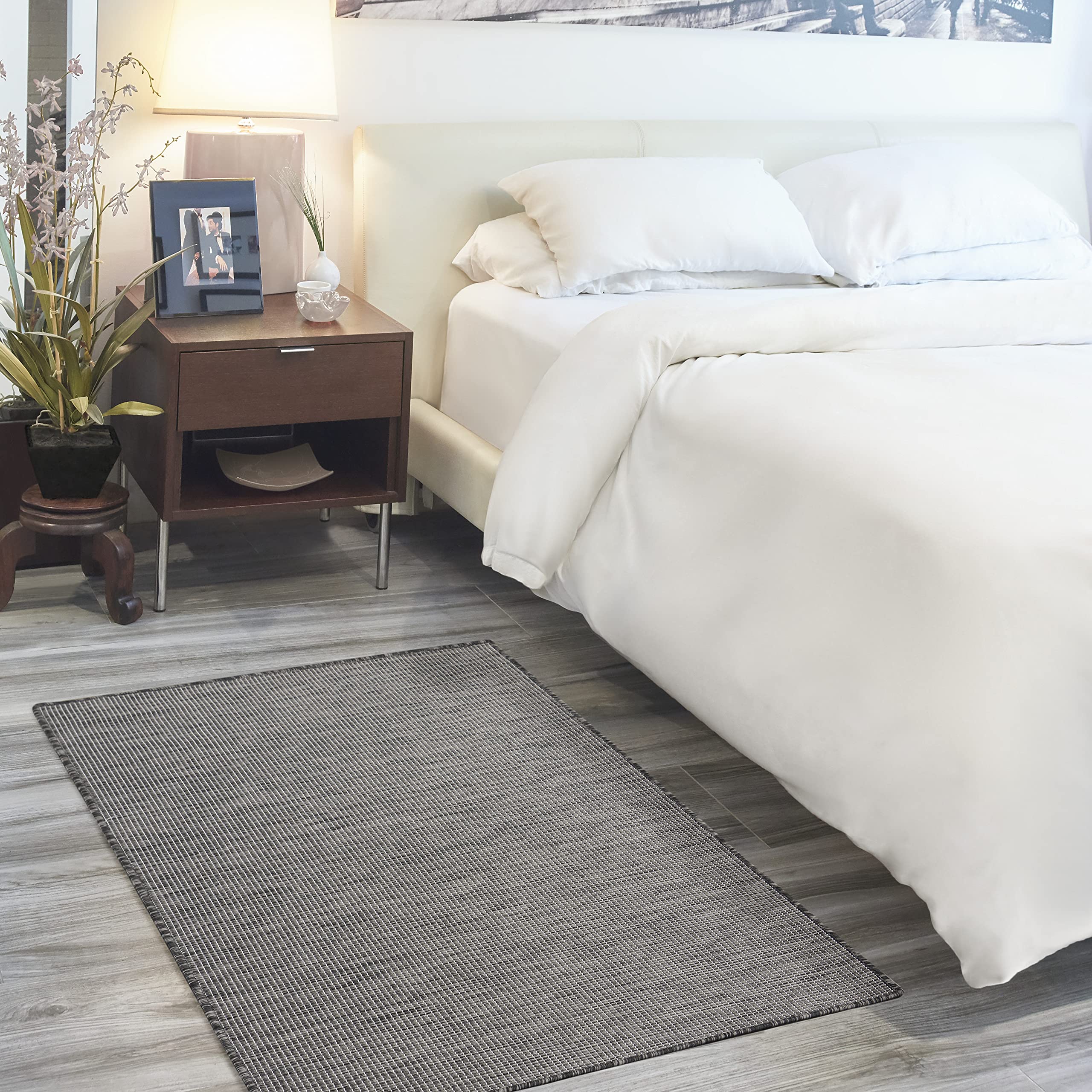 Nourison Positano Indoor/Outdoor Charcoal 3' x 5' Area Rug, Easy Cleaning, Non Shedding, Bed Room, Living Room, Dining Room, Backyard, Deck, Patio (3x5)