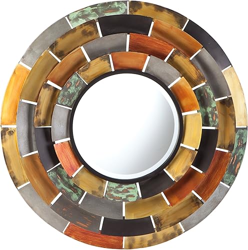 SEI Furniture Baroda - Espejo decorativo metálico redondo galvanizado, 31", multicolor