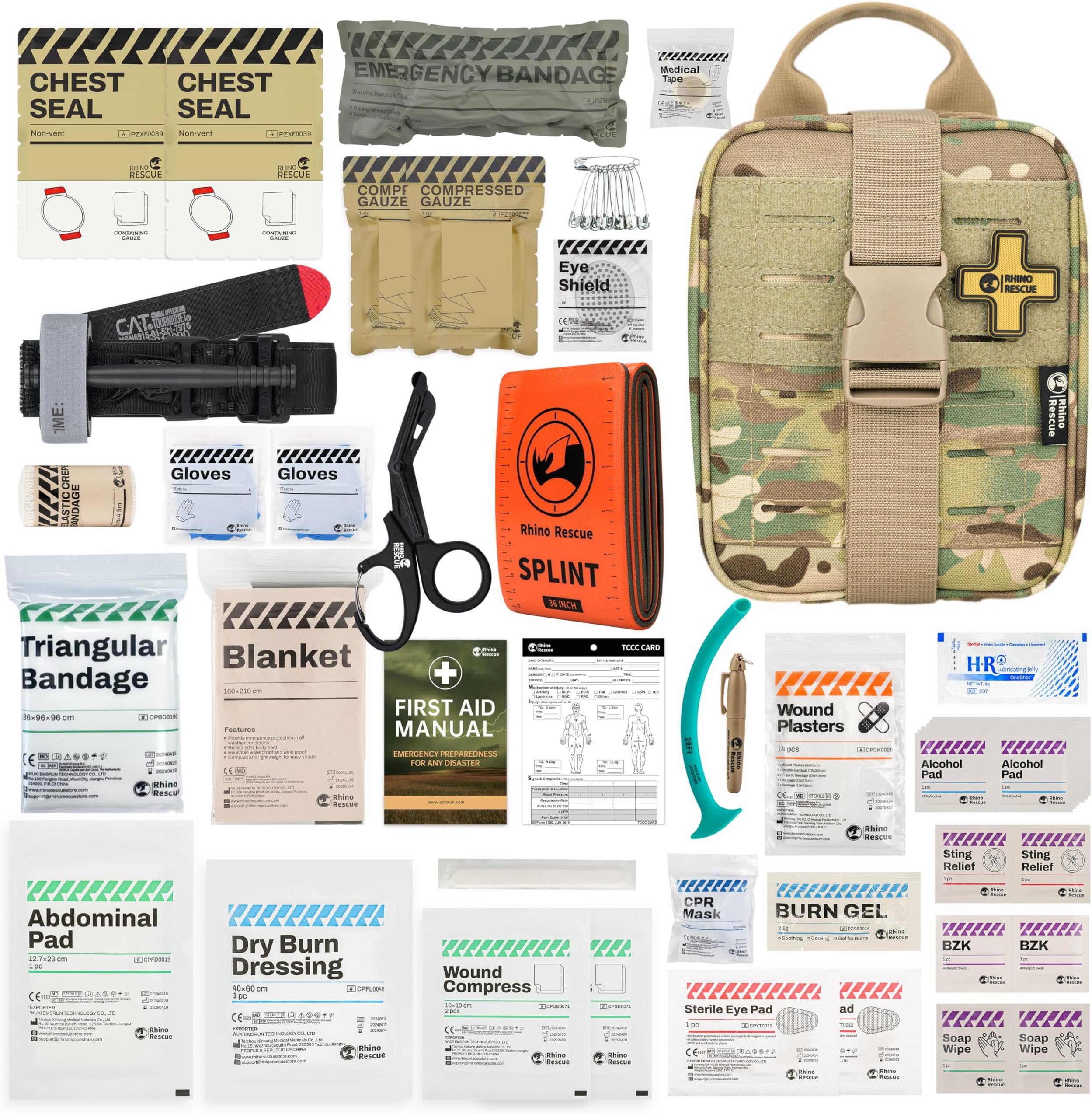 Tactical First Aid Kit IFAK C-A T Tourniquet Wound Care Molle Pouch Red