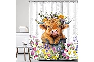 Country Charm Unveiled: Highland Cow Shower Curtain