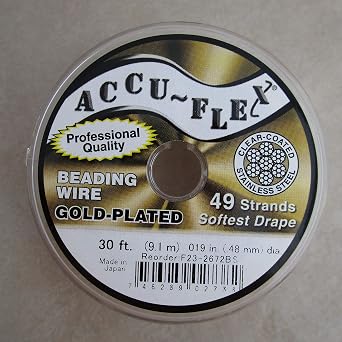 Beading Wire Gold Plated .019 Inch 30 Feet 49 Strand
