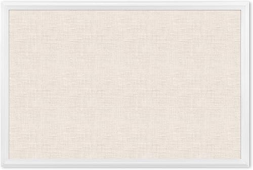 Miniatura 5 de U Brands Tablero de anuncios de lino y corcho 30 x 40 pulgadas marco de madera blanca 2917U00-01 y tablero de anuncios de lino de corcho 20 x 30
