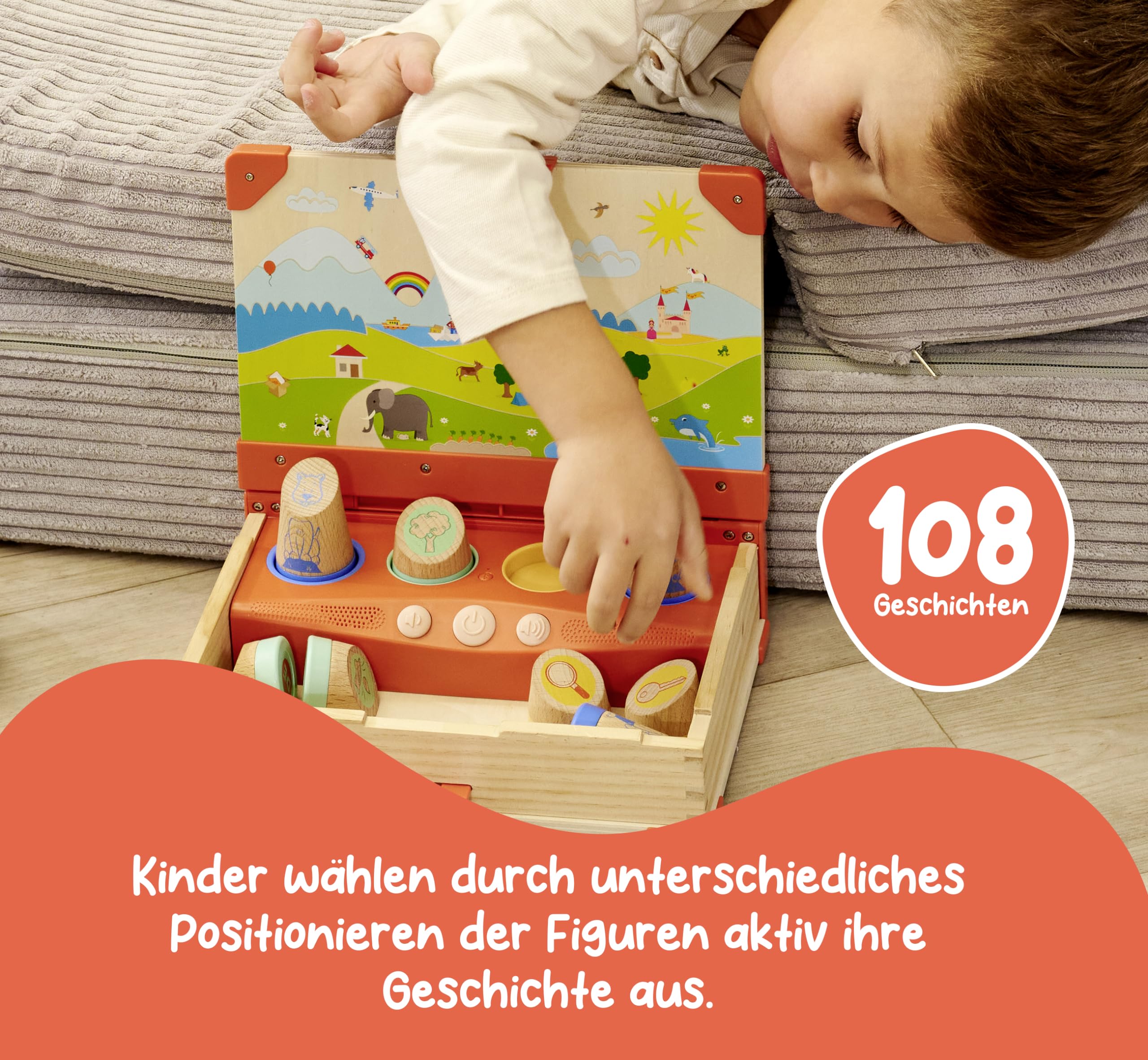 Eichhorn - LiLUMi - Dein interaktives Hörbuch, 108 Geschichten zum selbst bestimmen, ohne Internet/Download, aus Holz, mit Akku, ab 3 Jahren