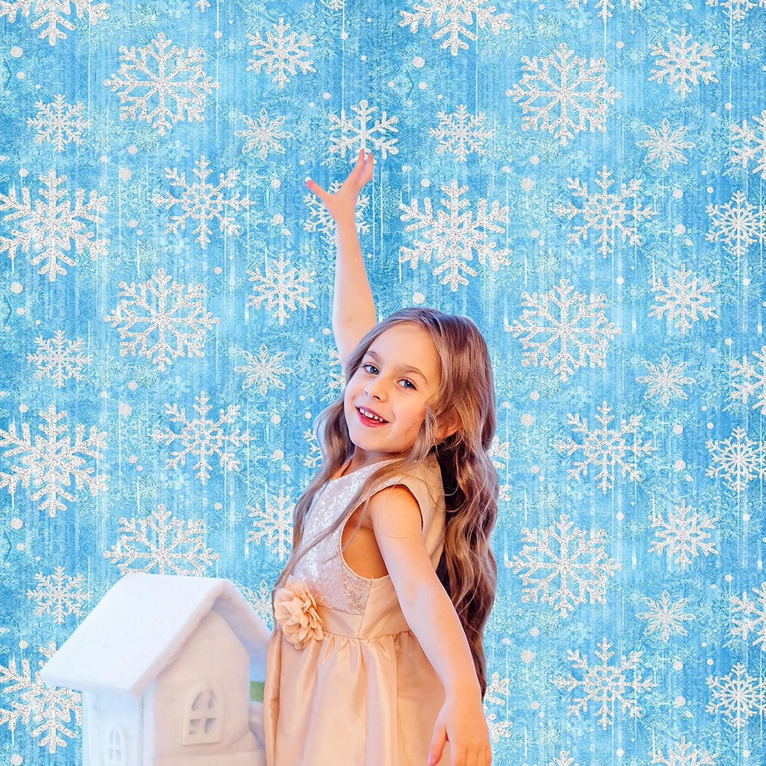 HOWAF 2 Pack Winter Frozen Snowflake Foil Fringe Curtain Decoration, 3.2*6.5ft Frozen Birthday Tinsel Foil Fringe Photo Booth Backdrop, Wonderland Tinsel for Snowflake Birthday Party