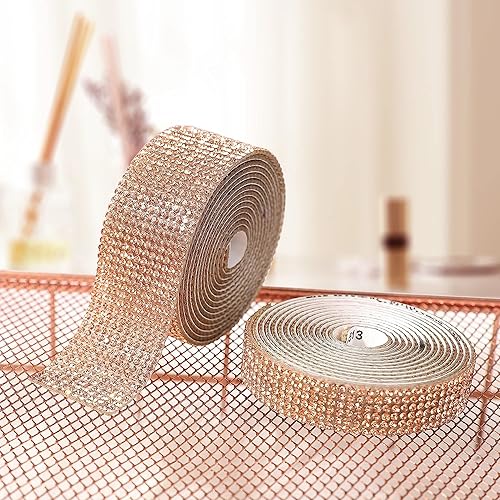 Miniatura 4 de EANLOLY 4 rollos de cinta autoadhesiva con diamantes de imitación de 0.079 pulgadas (0.079 in) para artes, manualidades, bodas, fiestas de