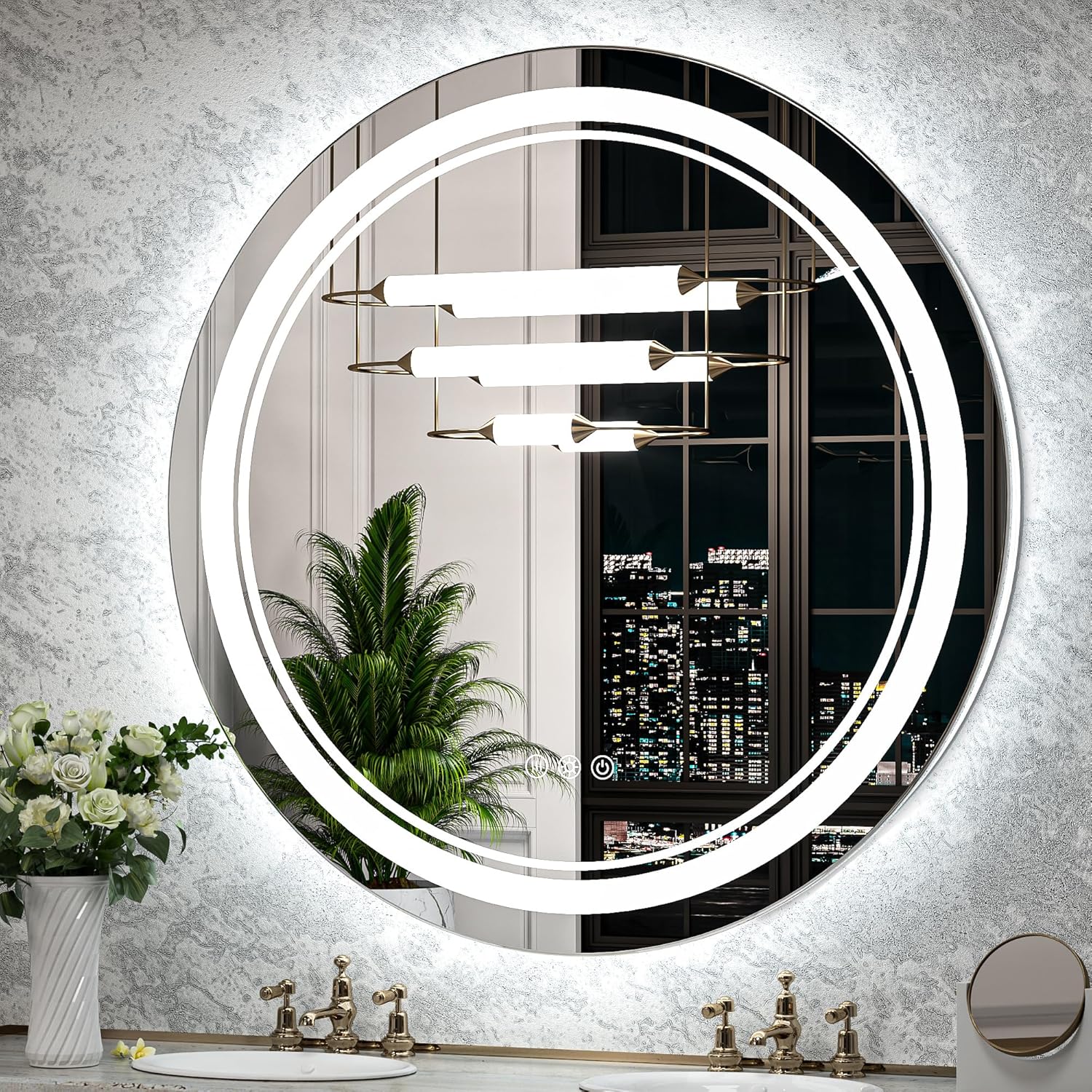 TokeShimi 28 Inch LED Round Bathroom Mirror Front Lighted