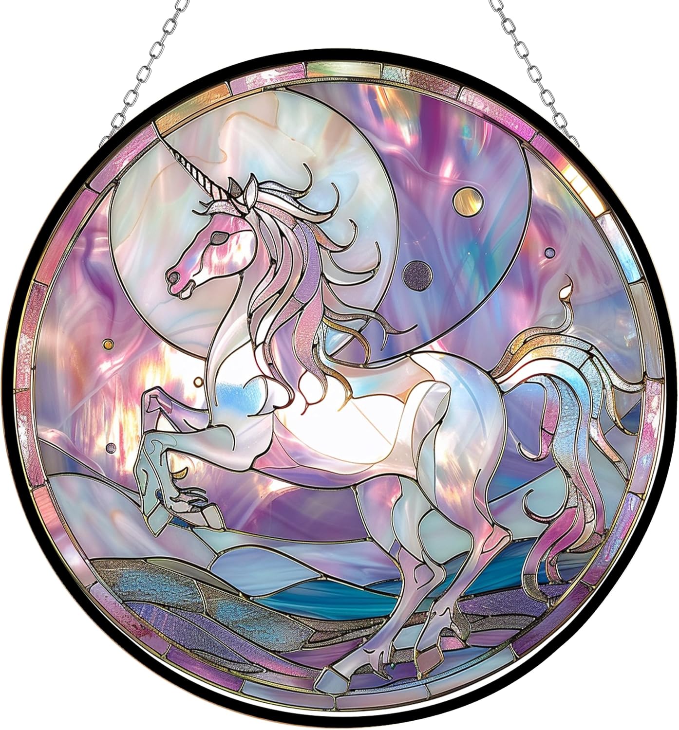365CUSGIFTS Unicorn Suncatcher Stained Glass Window