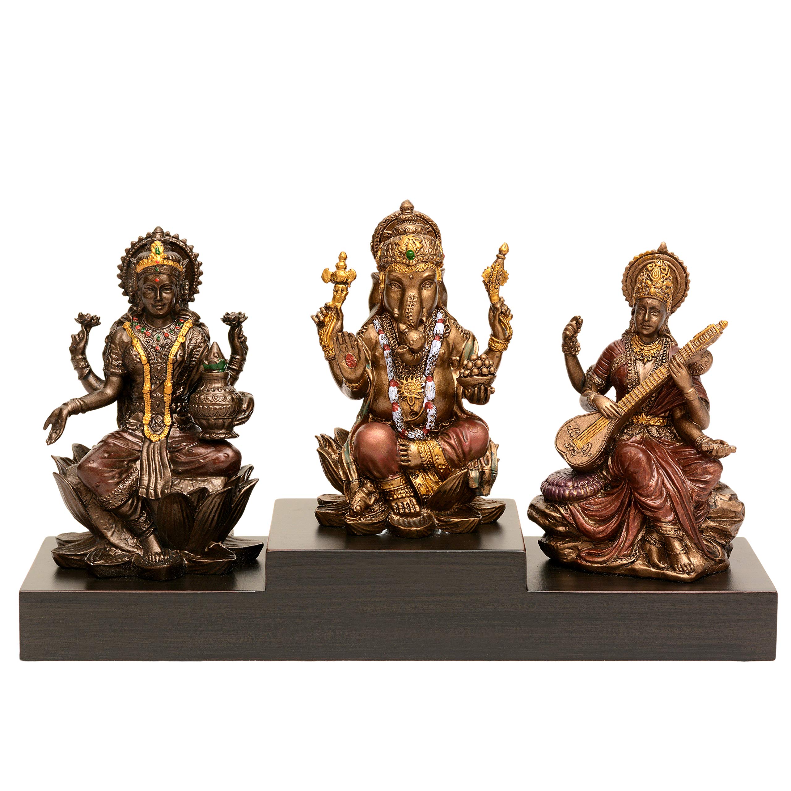 AONA Goddess Laxmi Ganesha Saraswati Idol - Lakshmi Ganesh Murti (3" Height X 3" Width)