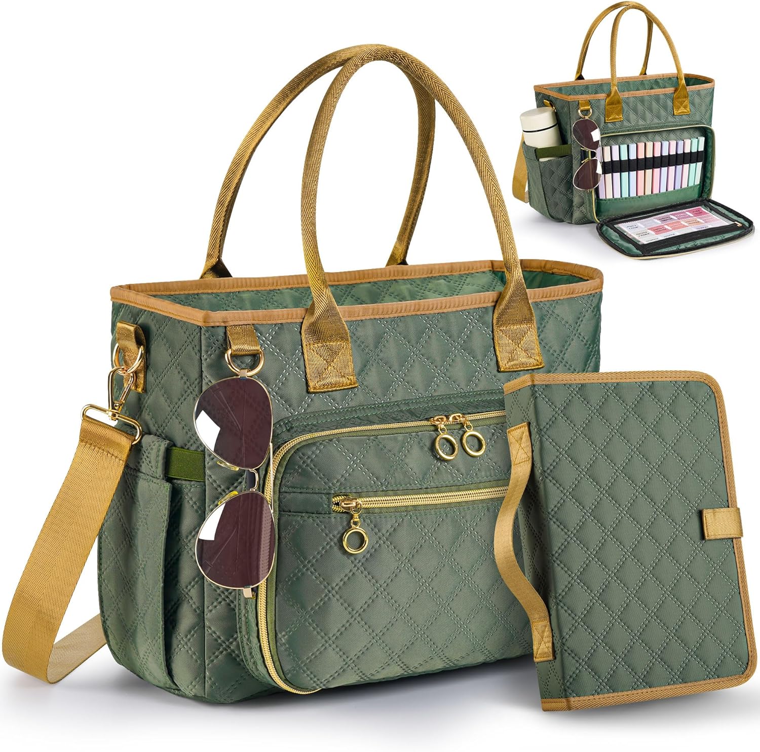 Large Bible Bag with Bible Cover Case for Women, Quilted Church Tote Bags for Bible Study Supplies, Christian Gifts for Women