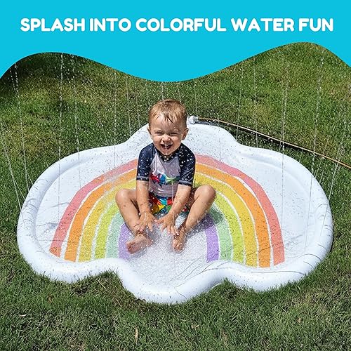 Miniatura 4 de Rae Dunn x CocoNut Float Rainbow Cloud Splash Pad - Tema frío - Juguete de agua duradero - Aspersor seguro y divertido para patio trasero, ideal