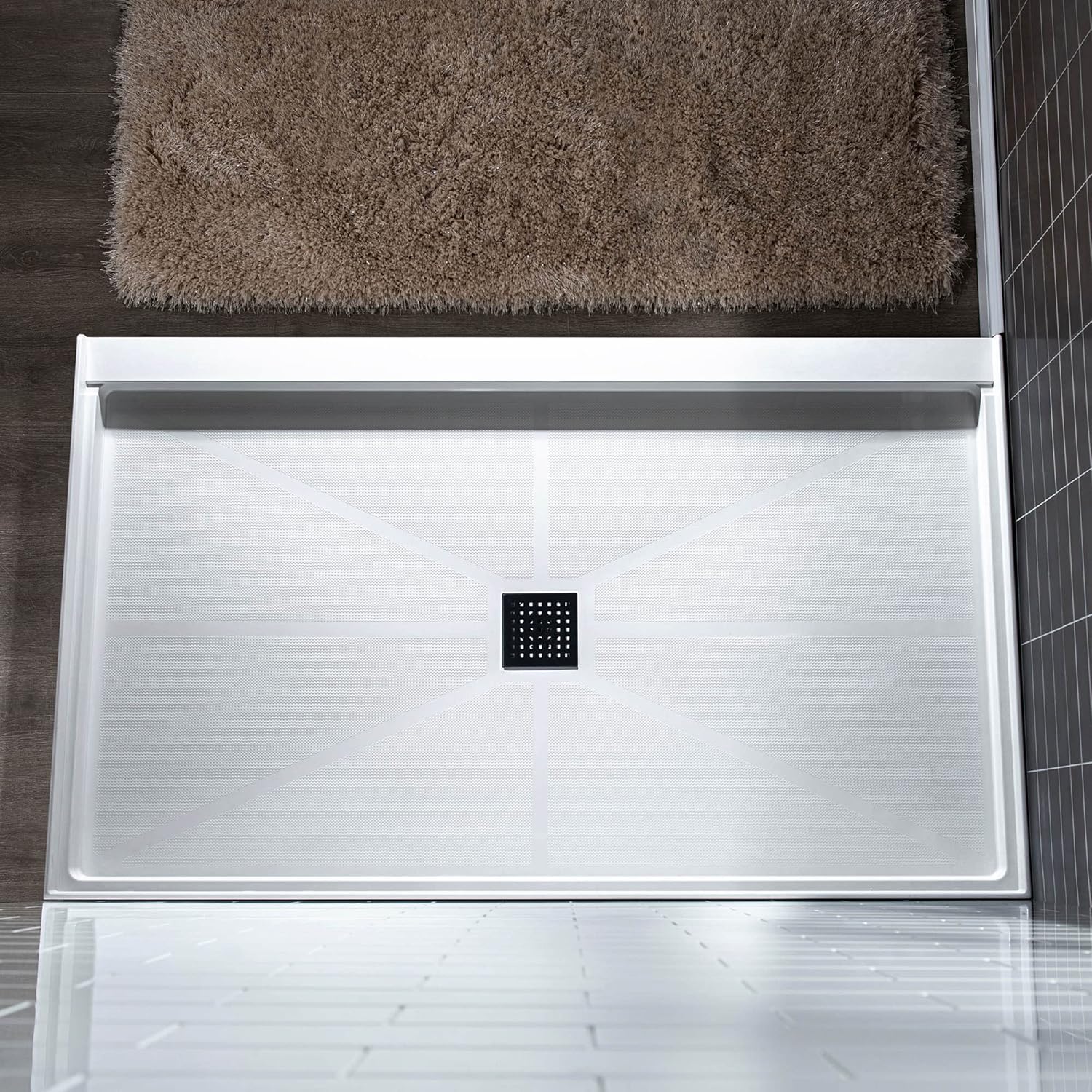 WOODBRIDGE SBR4832-1000C-MBL Shower Base, White with Matte Black Cover