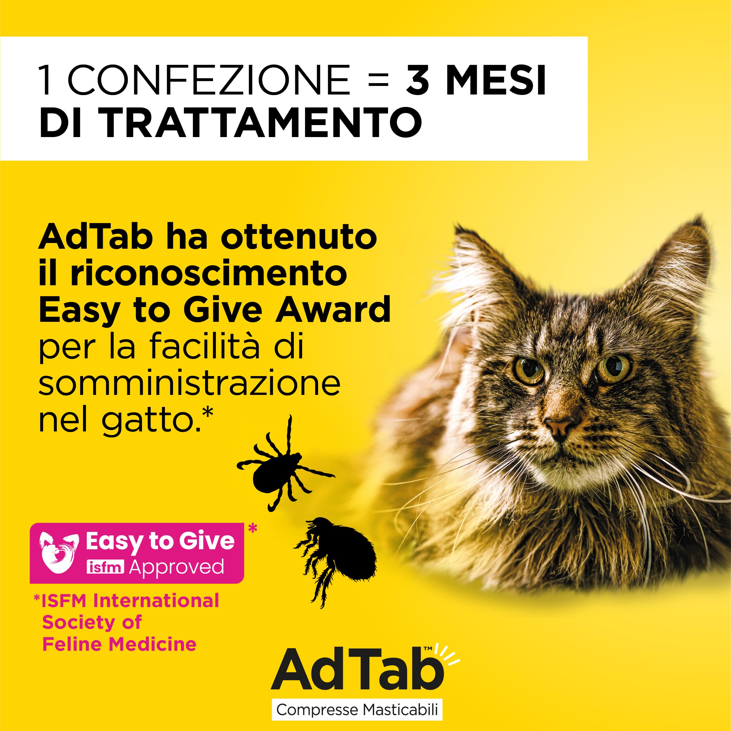 AdTab Compresse Masticabili per gatti da 2,0-8,0 Kg - 3 compresse