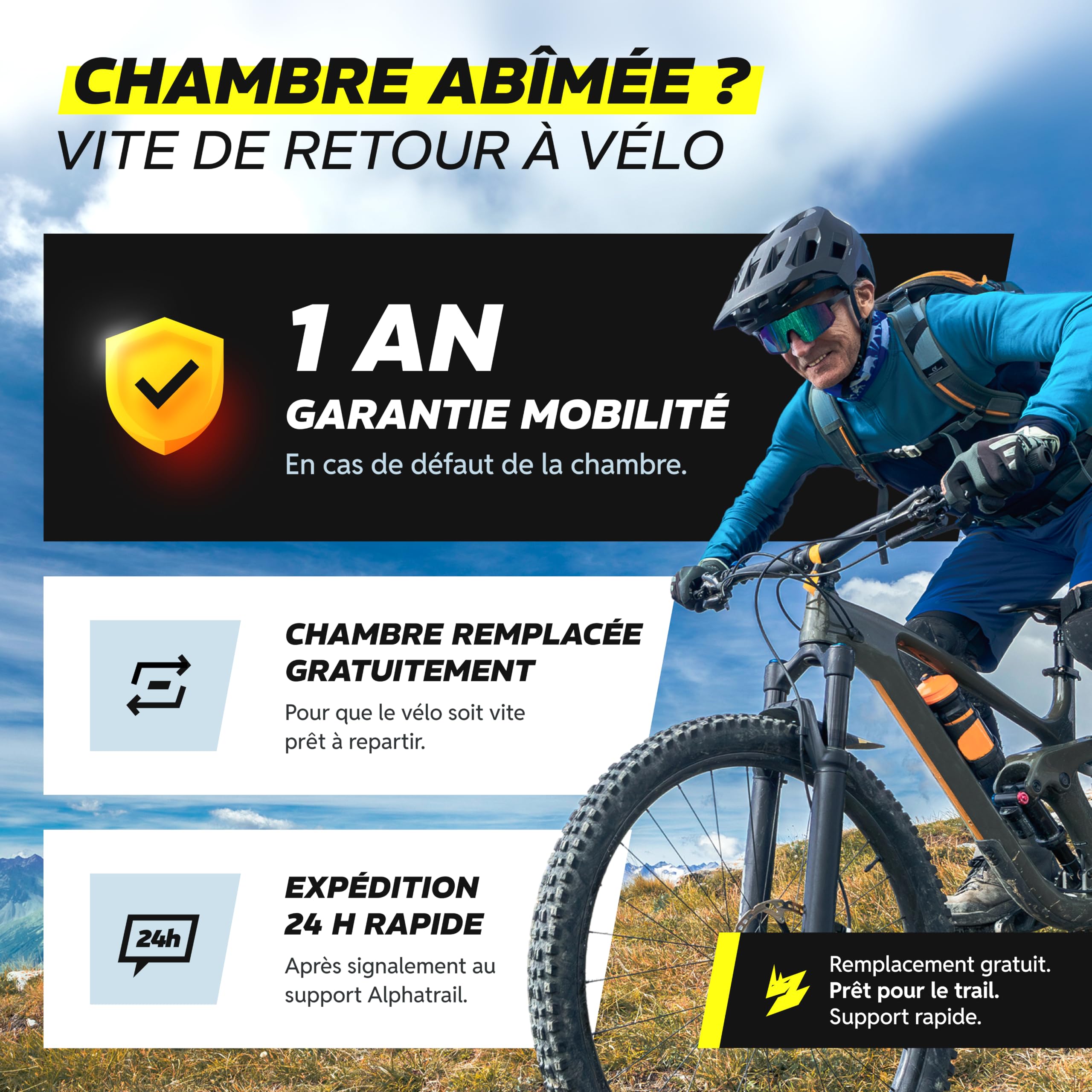 Alphatrail Chambre a Air VTT AirFusion 29 Pouces SV 40 mm 2X Set avec Garantie Mobilite I Compatible Pneu Velo Schwalbe, Continental, Conti, Michelin, Maxxis et Kenda
