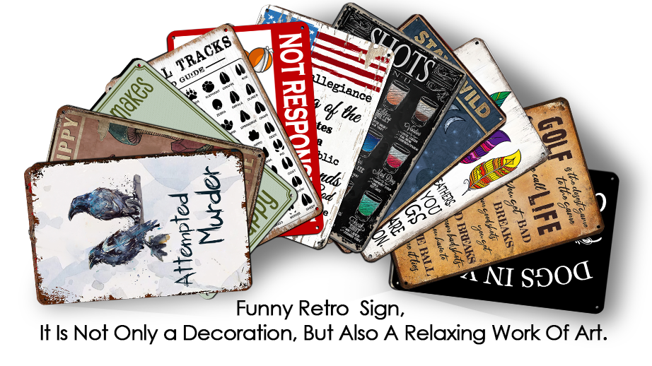 Amazon.com: VOTHI Funny Retro Crow Decor Tin Sign Attempted Murder