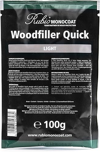 Miniatura 5 de Rubio Monocoat Woodfiller Quick (M), 1.1 lbs  Masilla de relleno de madera de curado rápido para carpintería interior y madera astillada