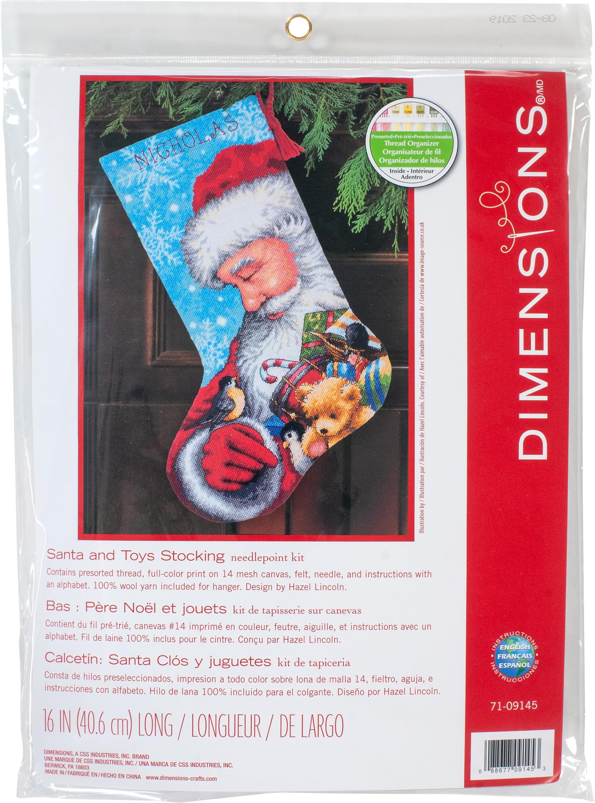 "Santa and Toys" Stocking Needle Point Kit, Multi-Colour