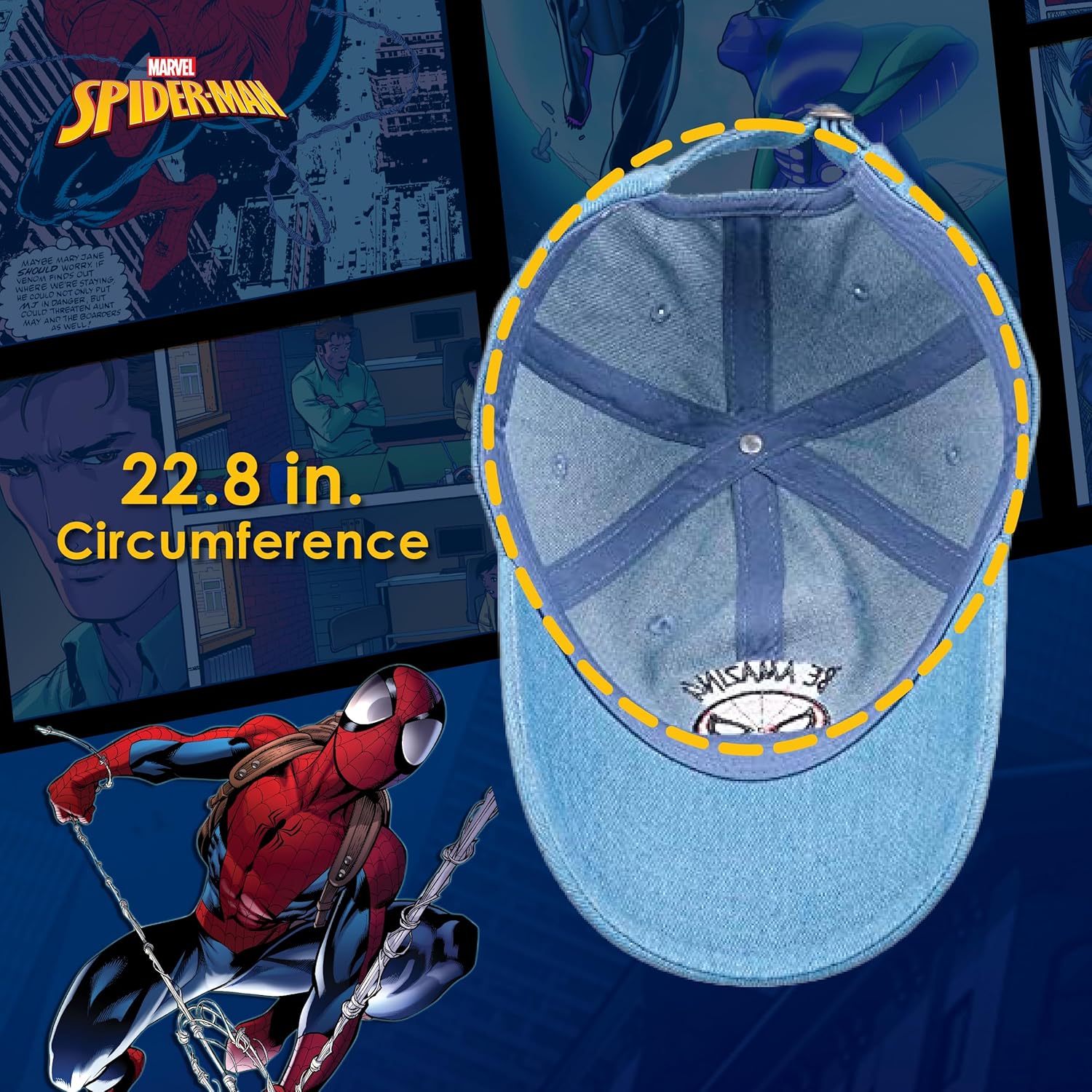 Marvel Spider-Man Cotton Adjustable Dad Hat, Baseball Cap with Curved Brim - Image 5