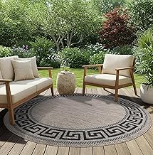 TAPISO Melissa Round Rug Outdoor Indoor Short Pile Resistant Modern Brown Black Beige Kitchen Rug Living Room Terrace Room Balcony Bedroom Oeko-Tex 120 x 120 cm