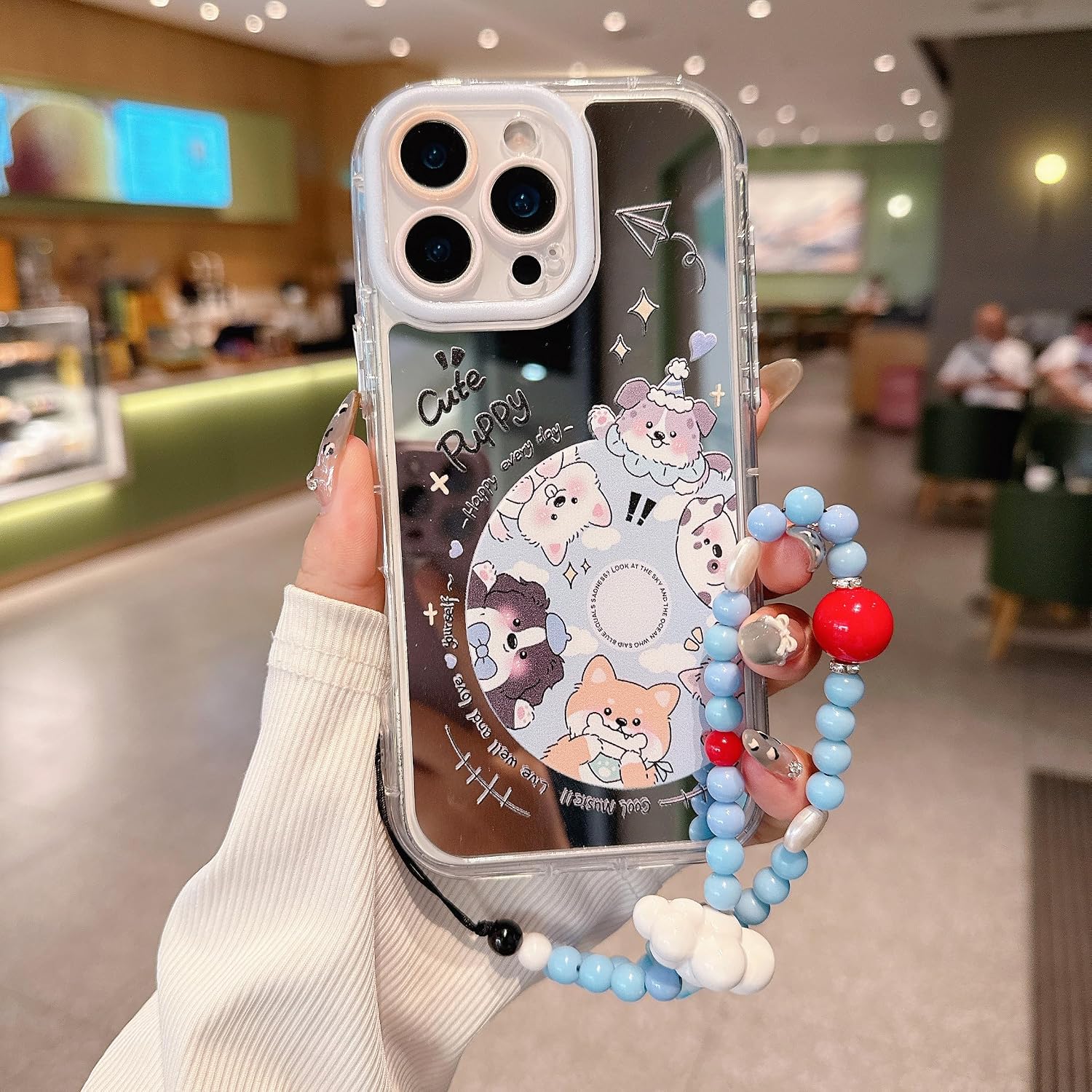for iPhone 16 Pro max Cute Party Puppy Pattern Design Case Blue image 2