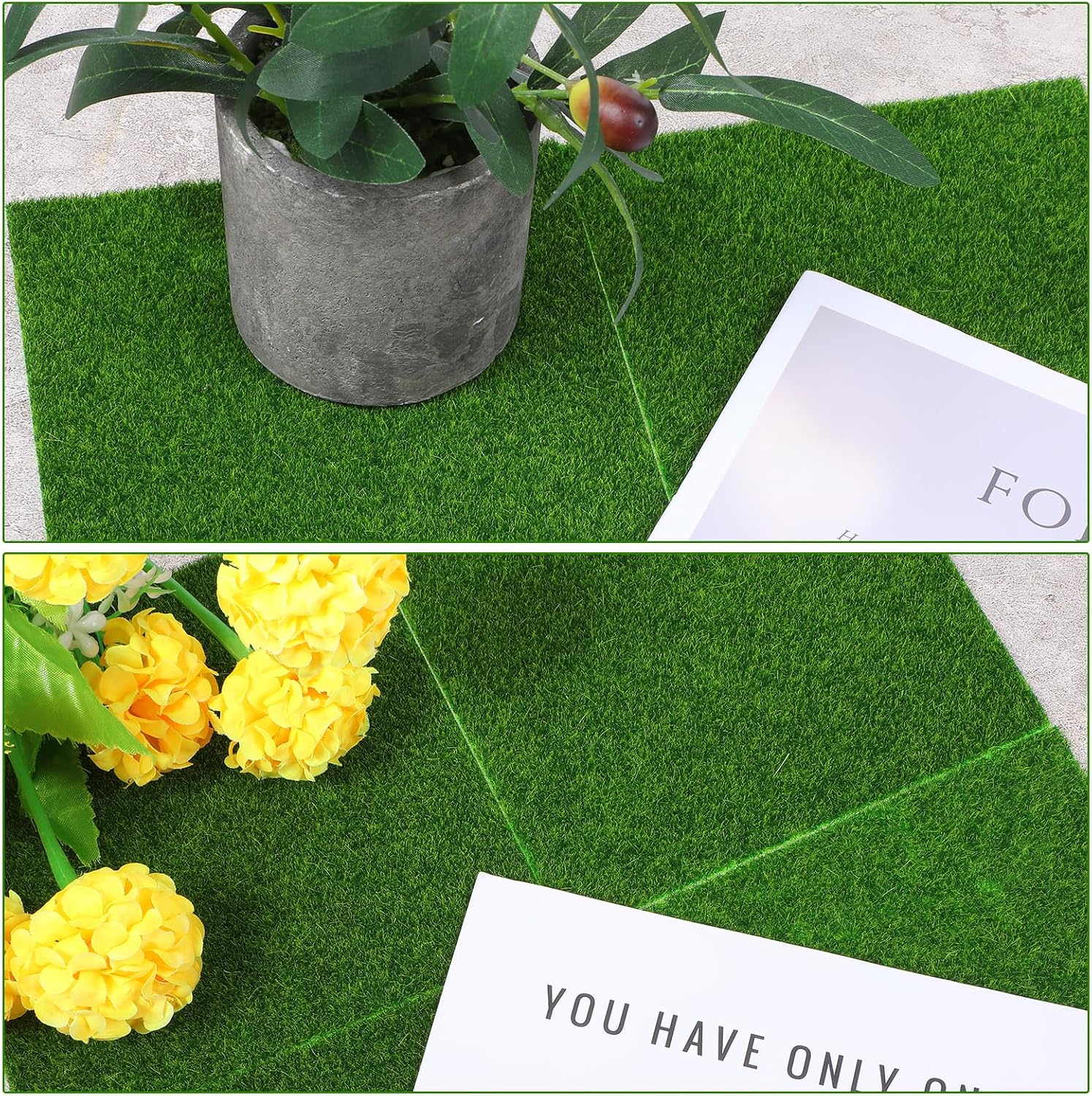 6 Pack Miniature Fairy Garden Grass 6 x 6 Inches Artificial Grass Turf for Crafts DIY Dollhouse Ornament Decoration