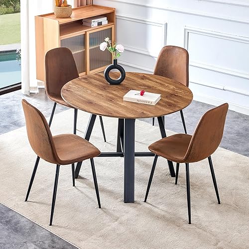 Miniatura 15 de Juego de mesa de comedor redonda para 4, mesa de comedor y sillas de cocina moderna para 4,42 pulgadas, juego de mesa de comedor para 4, juego de