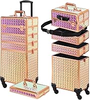 Vista 1 de Rolling Makeup Case, Makeup Train Case with Lid, 5 in 1 Cosmetology Case on Wheels, Christmas Gift, Large Makeup Organizers, Profesional Cosmetic