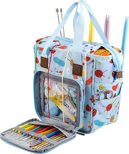 Miniatura 1 de KOKNIT crochet bag,knitting bagBackpack and Tote Bag Storage Bag Large capacityYarn Storage Organizer Travel Crochet Bag Women Carrying Crochet