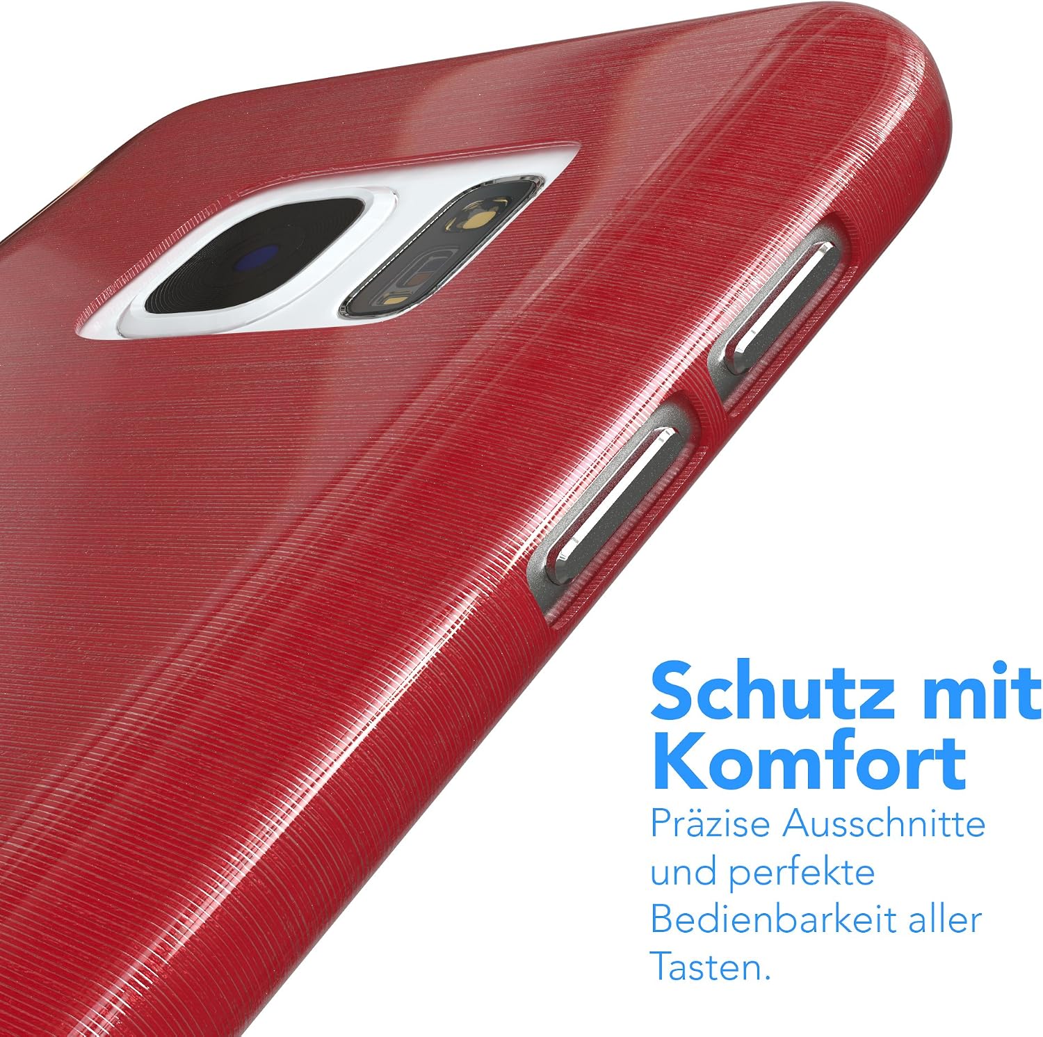 Galaxy S7 Case - Eazy CASE Premium Protective Covers for Samsung Galaxy S7 Silicone Bumper, Shock Absorption Hard Shell - Brushed Cell Phone Case in Red