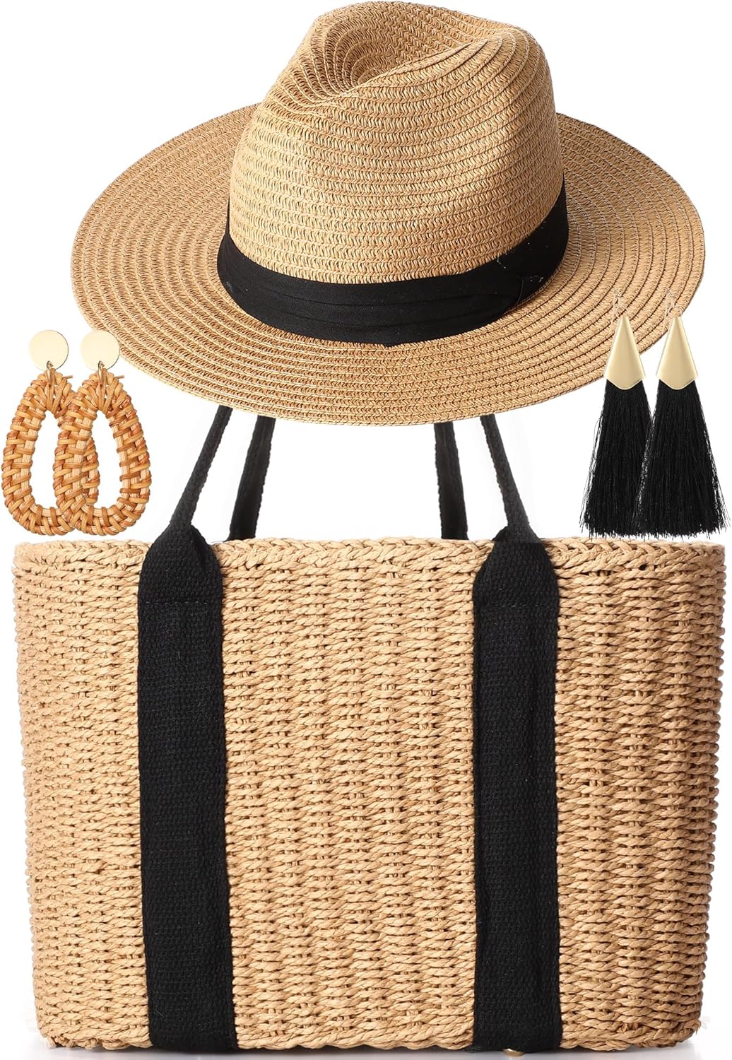 Pcs Straw Bag Woven Bag and Rattan Wicker Hat Kuwait Ubuy