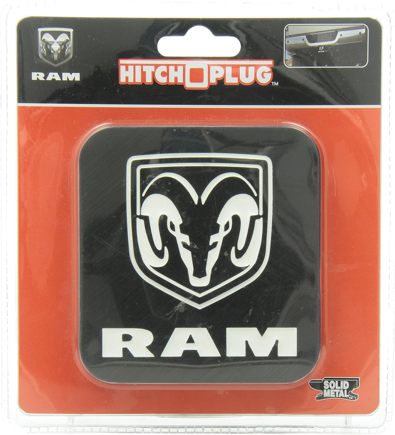 Dodge Ram All Black Logo Brushed Aluminum Brackets Hitch Plug