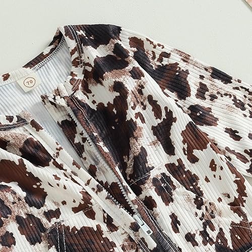 Vista 6 de FIOMVA Newborn Western Baby Boy Clothes Highland Cow Print Onesie Jumpsuit Fall Outfit Zipper Cowboy One Piece Romper