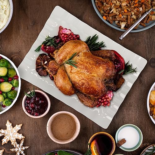 Miniatura 10 de Extreme Consumer Products Plato rectangular de melamina festoneado de 22 pulgadas, comedor al aire libre y fiestas en el patio, inastillable y apto