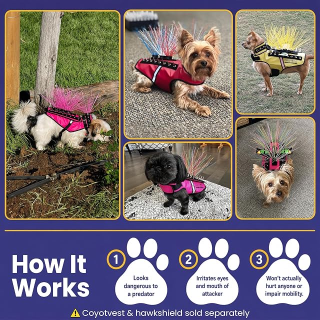 Foto 3 de 8 de CoyoteVest CoyoteWhiskers Chaleco de protección de cerdas de nailon para CoyoteVest o SpikeVest para perro
