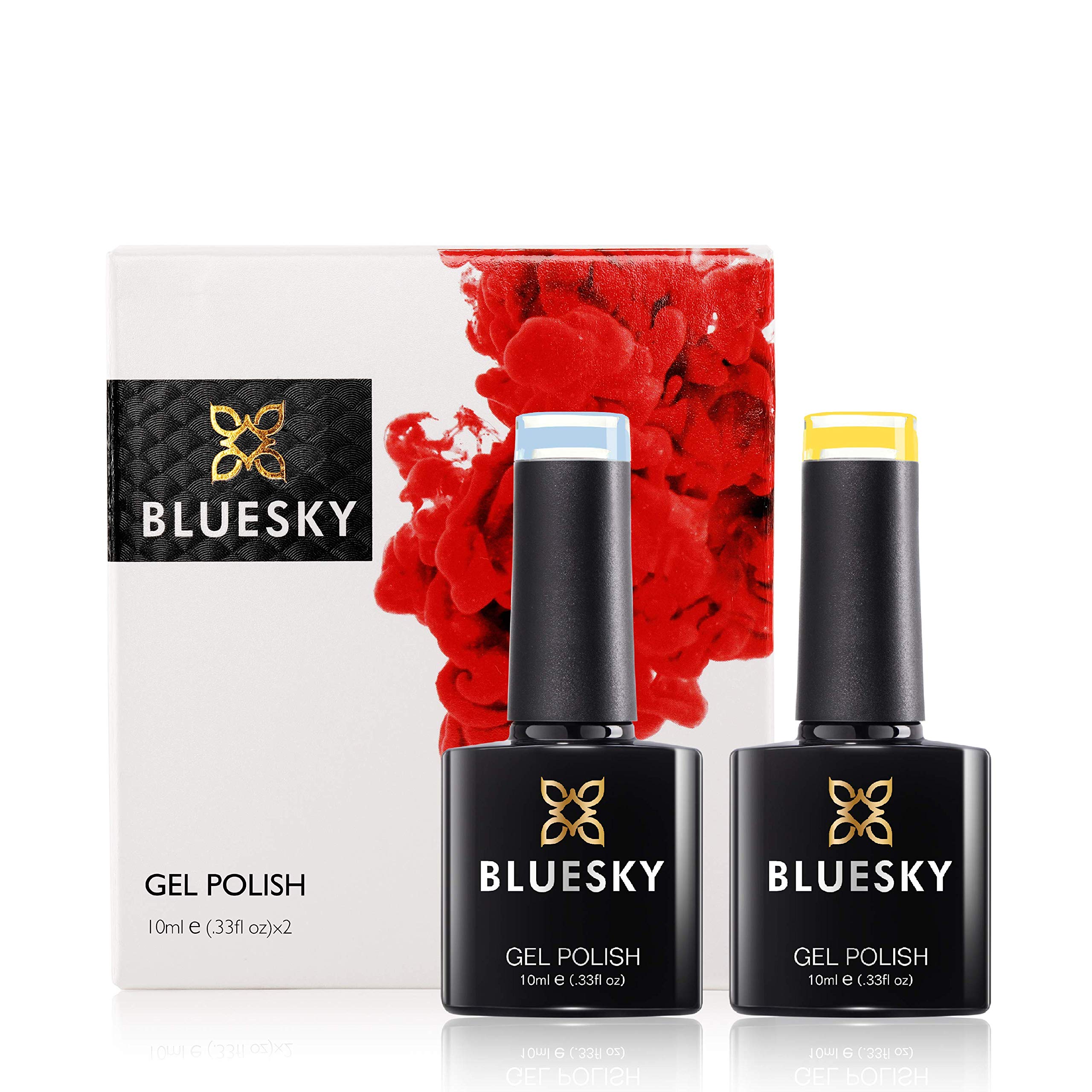 BLUESKYGel Nail Polish Set, 9th Anniversary Set 7, 2 x 10ml, QXG741 Faded Blue, A115 Pastel Yellow (Requires Curing Under UV LED Lamp)