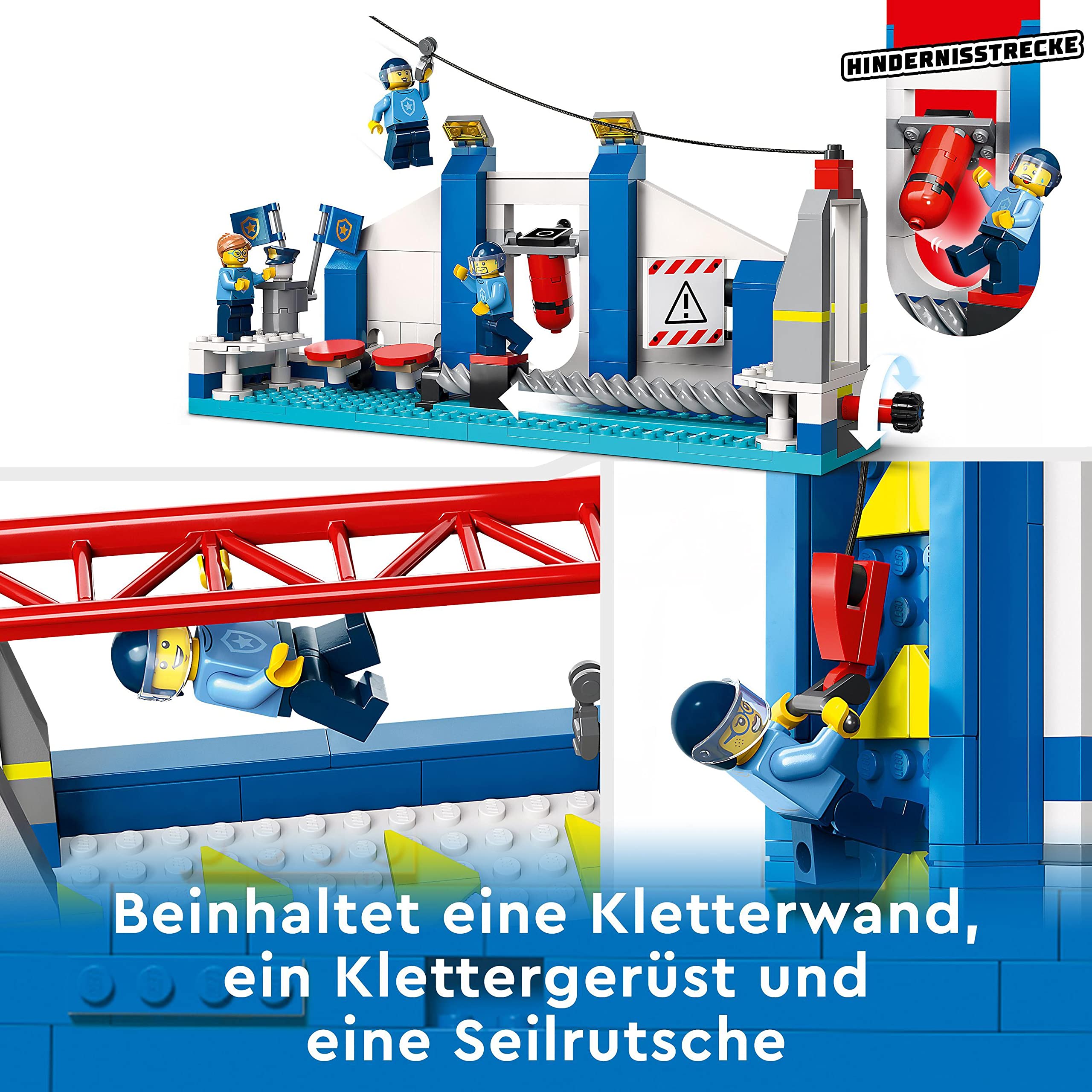 LEGO 60372 City Polizeischule Spielset mit Hindernisstrecke, Pferd-Figur, Spielzeug-Auto und 6 Minifiguren, für Kinder ab 6 Jahren
