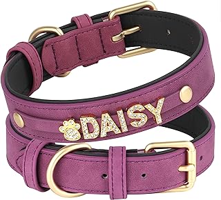 PET ARTIST personalisiert Leder Kristall Hundehalsband mit Bling Name Buchstaben, benutzerdefinierte Funkelnde Strass Hundehalsband für kleine mittlere große product image
