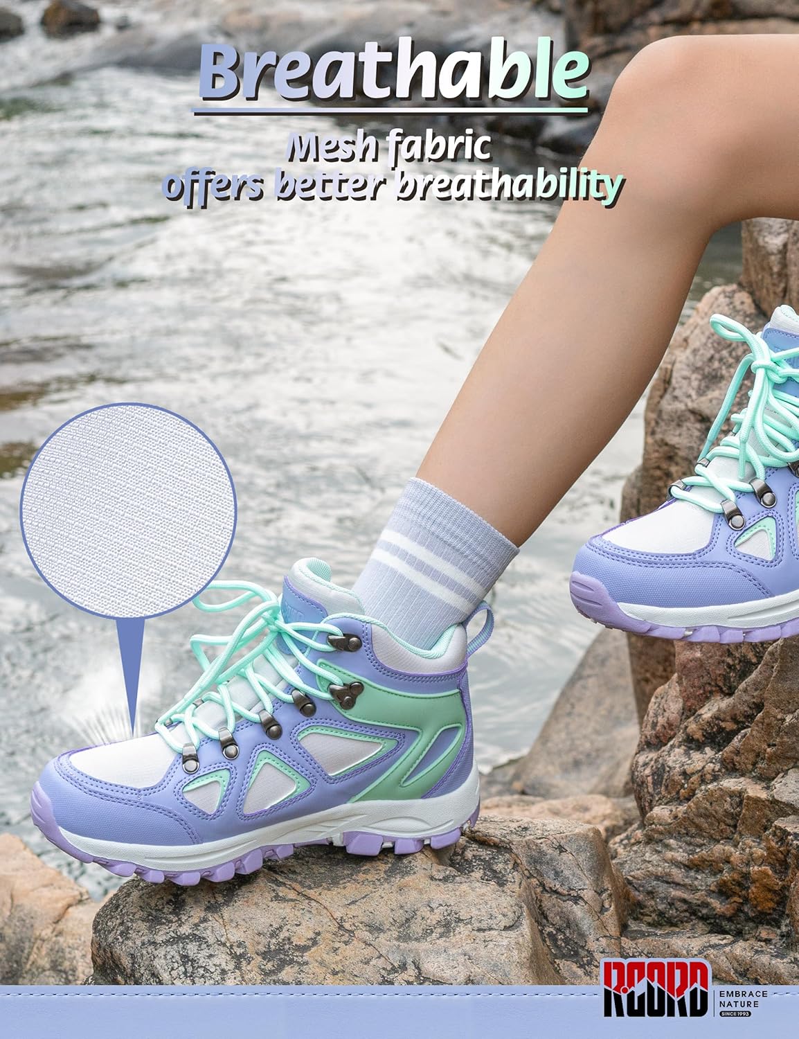 R CORD Kids Hiking Boots Waterproof Durable TPR Traction Outsole Anti-Skid Athletic Lace Up Hiking Shoes for Outdoor Adventure