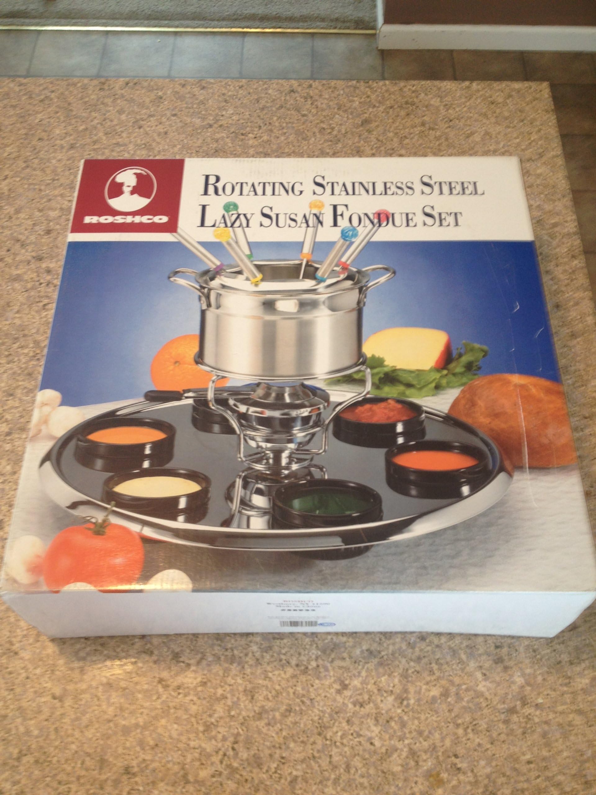 16-Piece Stainless Steel Lazy Susan Fondue Set