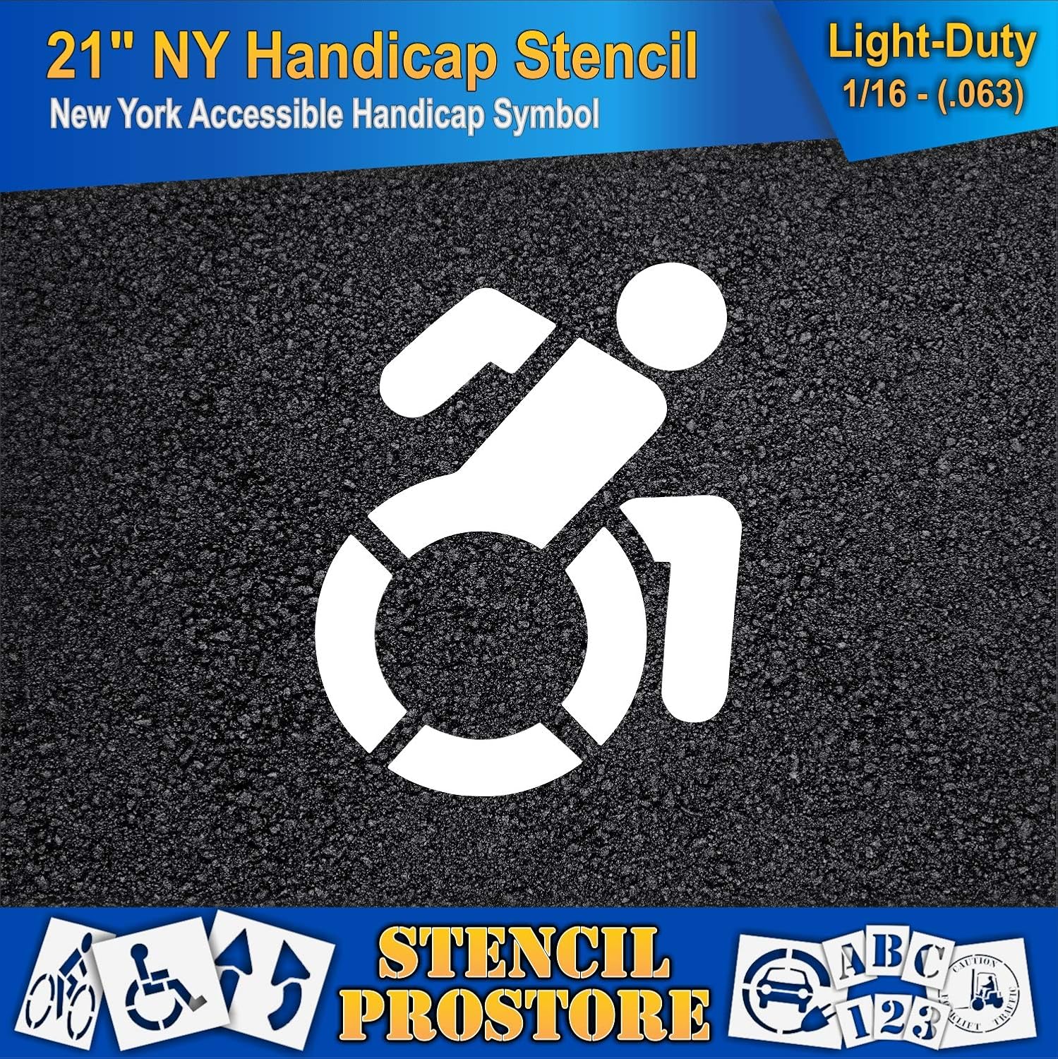 Pavement Stencils - 21 in - Accessible Icon Symbol Stencil - 21'' x 17'' x 1/16" (63 mil) - Light-Duty