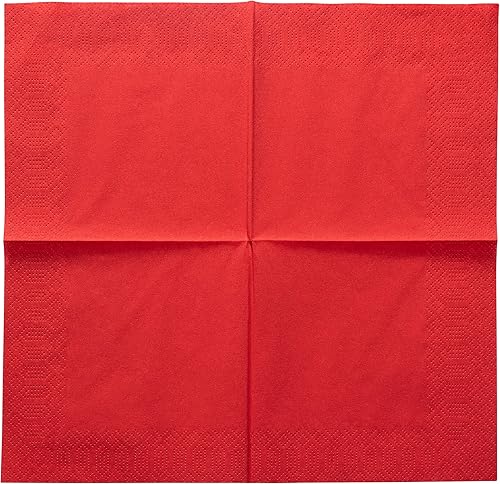 Miniatura 2 de Servilletas rojas de papel desechables de 3 capas, para cóctel, bodas, cumpleaños, hechas en la UE, (125 unidades)