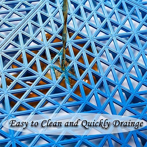 Miniatura 6 de Paquete de 12 azulejos de goma entrelazados, tapetes de drenaje de plástico antideslizantes de 12 x 12 pulgadas para garaje, cocina, patio y piscina