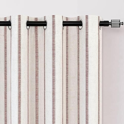 Vista 155 de DriftAway Cortinas opacas de mezcla de lino de 63 pulgadas de largo para dormitorio, cortinas de lino con estampado de rayas verticales, con Gris