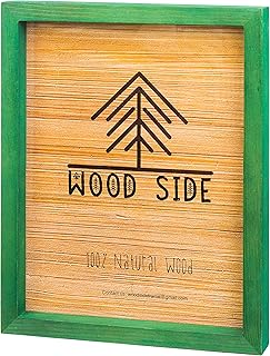 Green Wooden Picture Frame 8x12 - Natural Rustic Solid Wood Thick Borders, Wall Mounting and Tabletop Photo Frames