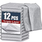 Navona 12 Pcs New Upgrade Steel Wire Dishcloth,Triple-Layer Steel Wire Cleaning Cloth,Powerful Cleaning No