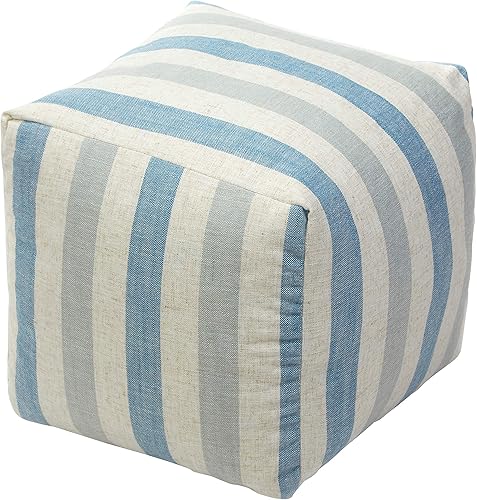Miniatura 4 de Klear Vu Puf cuadrado Liza Stripe, Azul Azul,Gris pardo,https://www.amazon.com/dp/undefined