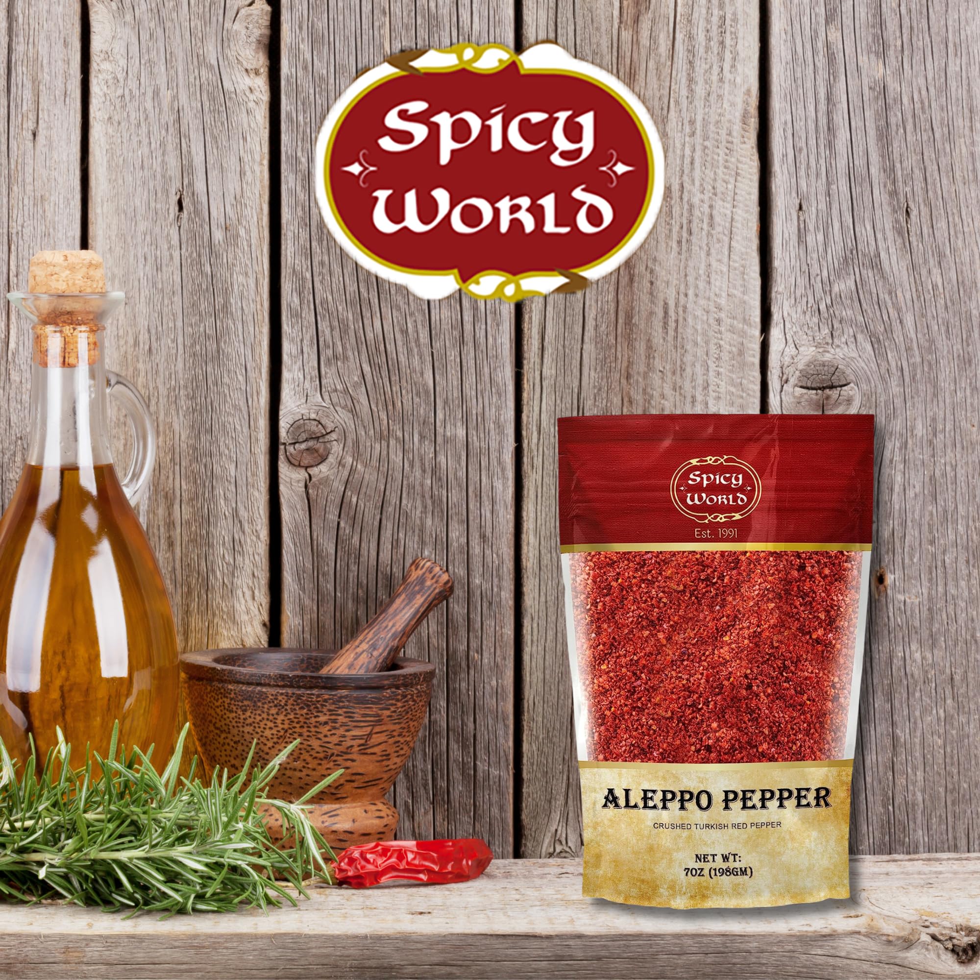 Aleppo Pepper 7 oz – Halaby Turkish Chili Pepper – Premium Crushed Pepper Flakes by Spicy World