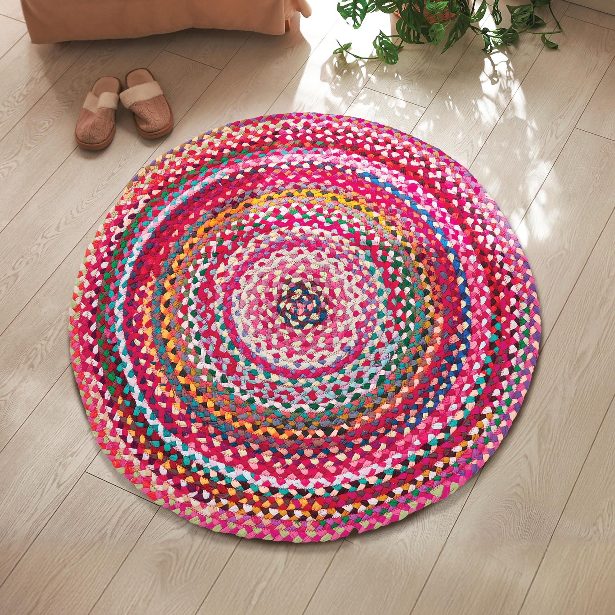 Encasa XO Round Braided Rug - Sage & Off White -14 Encasa XO Round Braided Rug - Sage & Off White -14