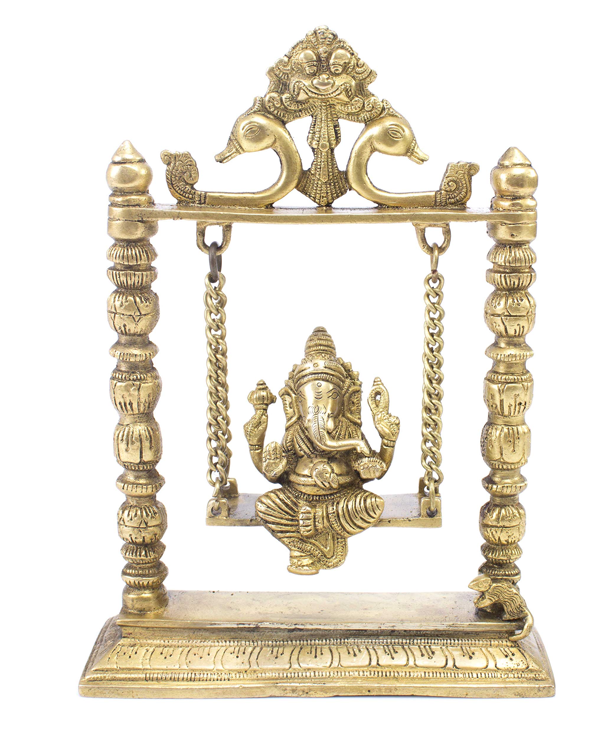 Elegant Brass Lord Ganesha Idol on Swing