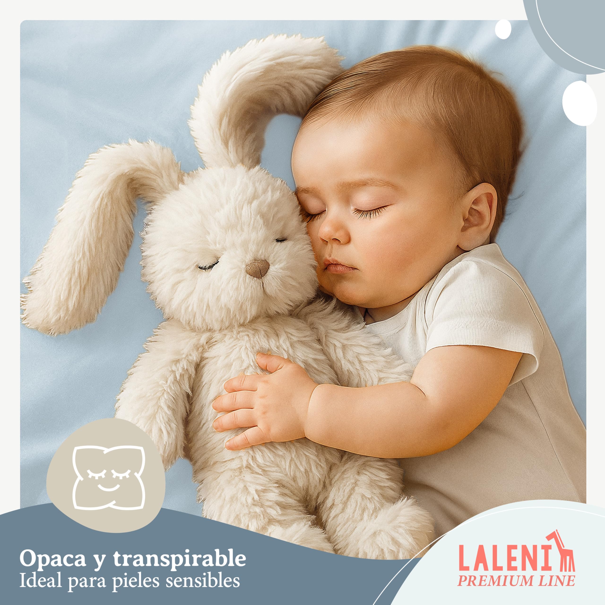 Laleni Premium sabana bajera cuna 50x89 cm cuna bebe 2 pzs - sabana bajera cuna para cochecito bebe certificada OEKO-TEX - sabana cuna 100% algodón - sabanas bajeras cuna - sabanas minicuna azul claro