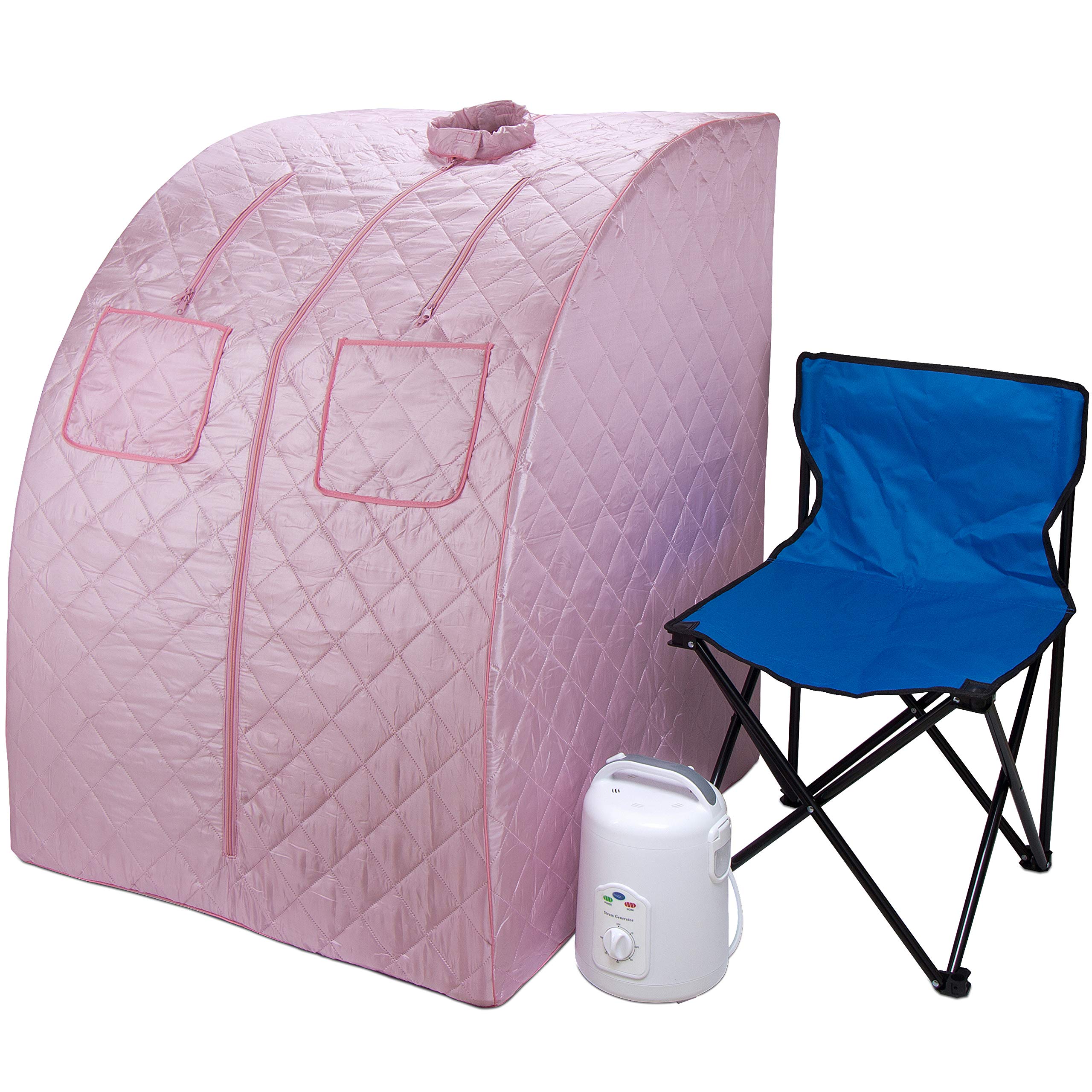 Durasage SPA de Sauna de Vapor portátil de Gran tamaño para Bajar de Peso, desintoxicación, relajación en el hogar, Temporizador de 60 Minutos, Vapor de 800 vatios, 1,5 años de garantía (Rosa Claro)
